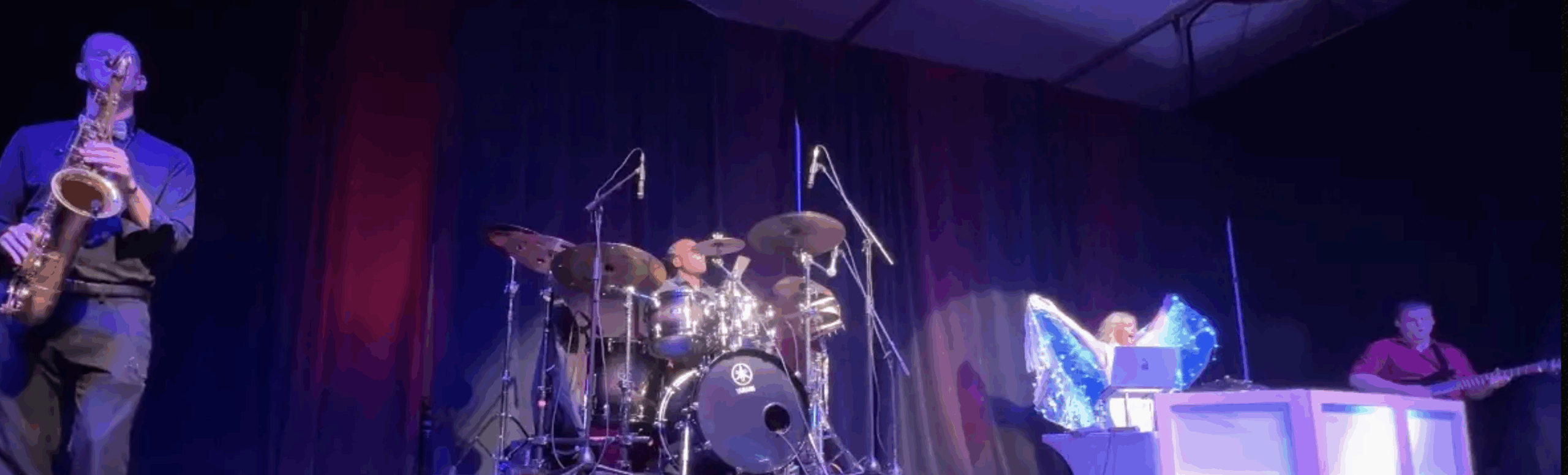 DeeJay Shelly's Band The ElectriX consisting of live instruments including a saxophonist, drummer and electric guitar